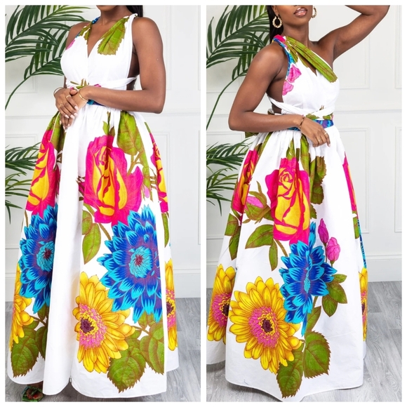 Laviye Thalia Maxi Ankara Multi-Wear African Print Dress Size XS NWT - Picture 3 of 10